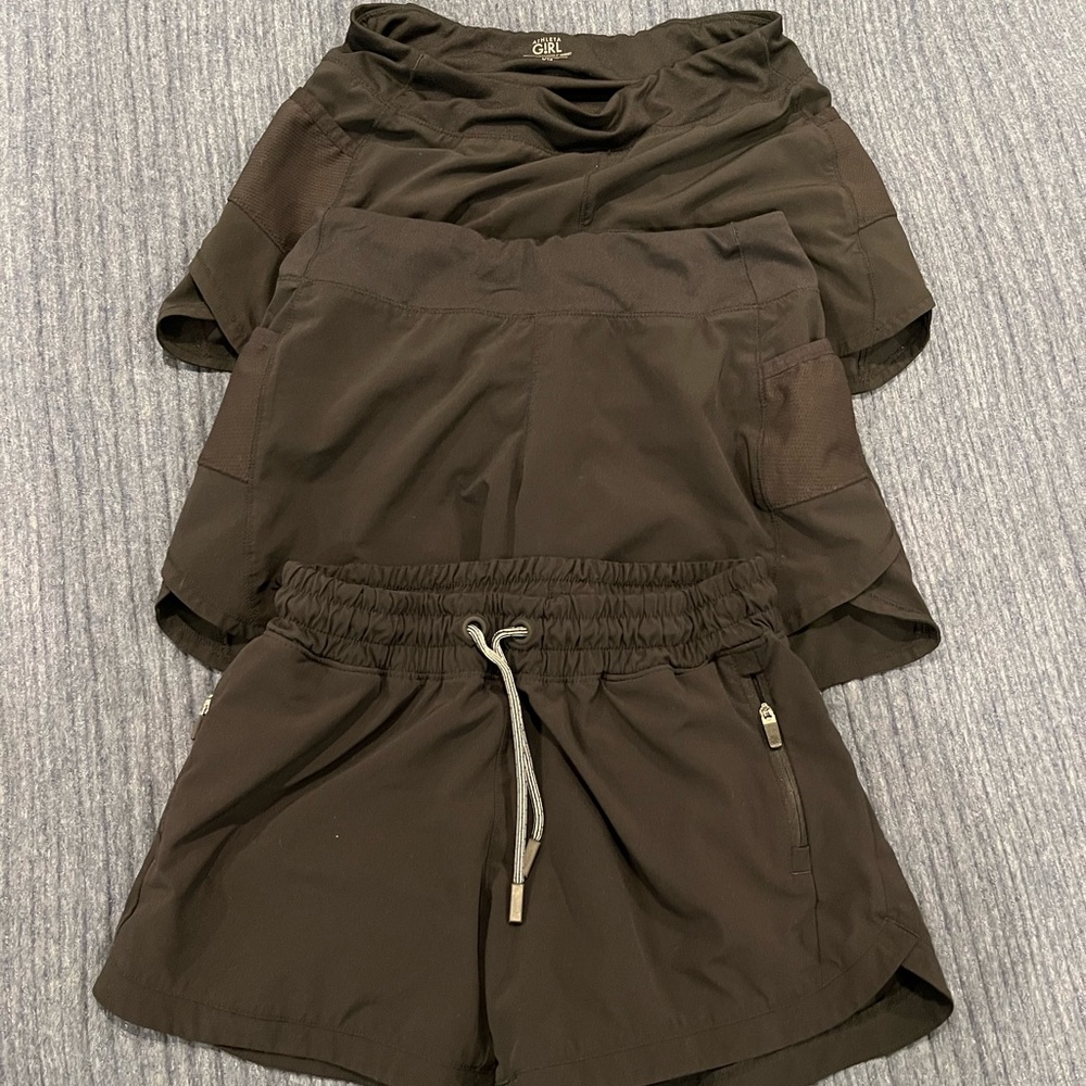Three pairs Girls Athleta Shorts size Large 10-12
